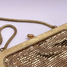 Load image into Gallery viewer, Vintage Gold Metal Mesh Bag with Snake Chain Handle and Fully Lined - Great Evening Bag *
