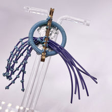 Load image into Gallery viewer, Original 1940's Blue, Purple, Silver and Green Wartime Make Do and Mend Wire Brooch with Double Button Middle *