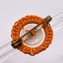 Load image into Gallery viewer, Original 1940's Orange and White Wartime Make Do and Mend Wire Brooch with Nautical Button