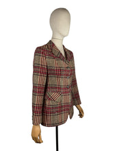 Load image into Gallery viewer, 1970’s Red, Brown and Cream Check Hacking Jacket - Bust 33 34
