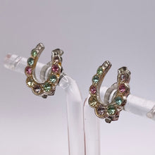 Load image into Gallery viewer, Vintage Pastel Glass Paste Lucky Horseshoe Clip-on Earrings