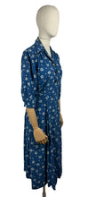 Load image into Gallery viewer, Original 1940's Volup American Made Blue and White Crepe Day Dress - Bust 40 42