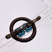 Load image into Gallery viewer, Original 1940's Brown and Blue Wartime Make Do and Mend Wire Brooch with Flower Middle