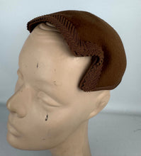 Load image into Gallery viewer, Original 1950's Warm Brown Felt Half Hat with Pleated Grosgrain Trim *