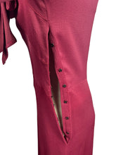 Load image into Gallery viewer, REPRODUCTION 1930's Burgundy Day Dress with Three Quarter Length Sleeves and Bow Detail on the Bodice - Bust 36
