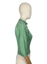 Load image into Gallery viewer, Original 1950's Green Wool Dolman Sleeve Jumper with Metal Buttons - Bust 32 34 *
