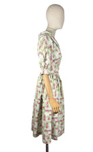 Load image into Gallery viewer, Original 1950's 1960's Petite Fit Crisp Cotton Day Dress in Pink and Green - Bust 32 34 *