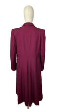 Load image into Gallery viewer, Original 1940's Burgundy Lightweight Wool Double Breasted Coat - Bust 40