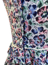 Load image into Gallery viewer, Original 1930's Floral Crepe Day Dress in Blue, Red and Green with Frill Trim - Bust 34