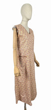 Load image into Gallery viewer, Original 1930's Brown, Mustard, Rust and White Geometric Print Cotton Apron - Great Chore Dress - Would Make A Great Summer Dress - Bust 34 35 *