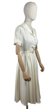 Load image into Gallery viewer, Original 1950's Ivory Mode O'Day Belted Day Dress with Button Bodice - Bust 34 *
