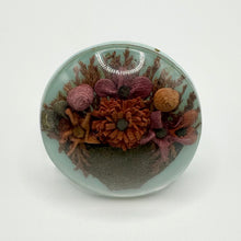 Load image into Gallery viewer, Original 1940's 1950's Perspex Picture Frame Brooch with Floral Spray in Leather