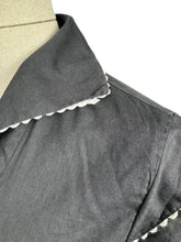 Load image into Gallery viewer, Original 1940's 1950's Black Short Sleeved Blouse with White Ric-rac Trim and Faux Pearl Buttons - Bust 34 36 *