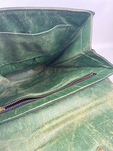 Load image into Gallery viewer, Original 1930’s Dark Green Leather Bag with Gold Tone Fixing and Double Handle
