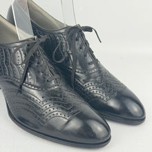 Load image into Gallery viewer, Original 1930's Black Leather Lace Up Shoes with Punch Detail - Narrow UK Size 3