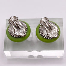 Load image into Gallery viewer, Original 1950's Lime Green Glass Clip on Earrings