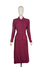 Load image into Gallery viewer, Original 1940's Salta New York Burgundy Boucle Wool Suit in Burgundy, Black and White Check - Bust 40