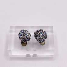 Load image into Gallery viewer, Original 1940's 1950's Teeny Iris Glass Flower Clip on Earrings