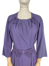 Load image into Gallery viewer, Original Volup 1950's Lavender Blue Beaded Wool Dress with Bow Belt - Bust 40 42 *