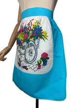 Load image into Gallery viewer, Original 1950's Vibrant St Michael Cotton Apron - Blue and White with Floral Print in Pink and Yello