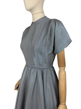Load image into Gallery viewer, Original 1950's Black, Blue and White Taffeta Dress in Fine Check with Red Petticoat - Bust 36 37 *