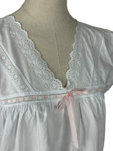 Load image into Gallery viewer, Antique Edwardian Crisp White Cotton Shift with Broderie Anglaise and Peach Ribbon Trim