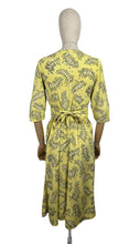 Load image into Gallery viewer, Original 1940's Yellow, Black and White Floppy Cotton Summer Dress with Original Belt - Bust 34 *