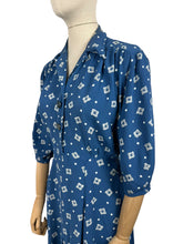 Load image into Gallery viewer, Original 1940's Volup American Made Blue and White Crepe Day Dress - Bust 40 42