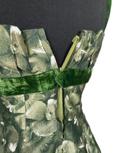 Load image into Gallery viewer, Original Kitty Copeland Green 1950's Nylon and Velvet Floral Cocktail Dress - Bust 30 32