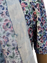 Load image into Gallery viewer, Original 1930's Floral Crepe Day Dress in Blue, Red and Green with Frill Trim - Bust 34