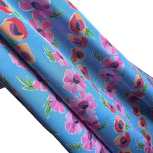 Load image into Gallery viewer, Original 1930’s 1940’s Blue, Orange, Red, Pink and Green Silk Crepe Dressmaking Fabric - Selling By The Metre