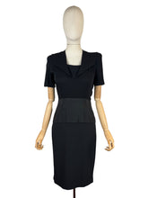 Load image into Gallery viewer, Original 1940's Bernice Holloway Black Crepe and Grosgrain Day Dress - Bust 34