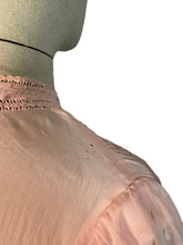 Load image into Gallery viewer, Original 1940's 11011 Flesh Coloured Silk Button Back Blouse with Jabot Front - Bust 36 38