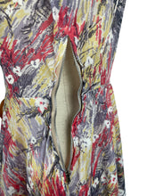 Load image into Gallery viewer, Original 1950's Nylon Dress with Full Circle Skirt in Grey, Red, Yellow and White - Bust 38 40 *