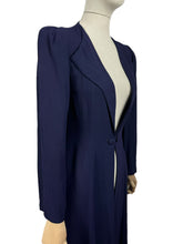 Load image into Gallery viewer, Original 1930’s Navy Blue Lightweight Crepe Edge to Edge Summer Coat - Bust 32 34