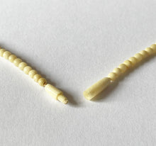 Load image into Gallery viewer, Original Mid Century Carved Bovine Bone Necklace Featuring Five Gentian Violet Flowers