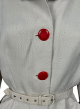 Load image into Gallery viewer, Original 1940's Beige Lightweight Wool Belted Summer Suit with Bright Red Buttons - Bust 40