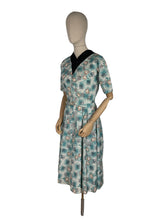 Load image into Gallery viewer, Original 1950's Ann Foster Atomic Print Belted Day Dress in Teal, White and Black - Reviersible - Bust 34