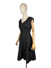 Load image into Gallery viewer, Original 1950's Black and Silver Textured Brocade Cocktail Dress - Bust 37