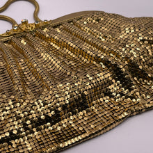 Load image into Gallery viewer, Vintage 1950's Gold Metal Mesh Bag with Snake Chain Handle and Fully Lined with Paste Set Frame - West German Made *