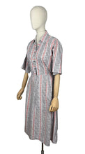 Load image into Gallery viewer, Original 1950’s Volup White, Grey and Pink Stripe Cotton Day Dress - Bust 44