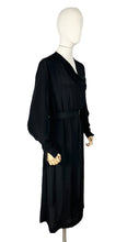 Load image into Gallery viewer, Original 1930's Black Crepe Long Sleeved Belted Day Dress with Scallop Detail - Bust 38
