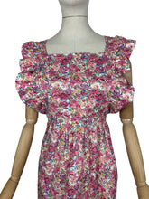Load image into Gallery viewer, Vintage Liberty Tana Lawn Cotton Apron with Roses Print in Pink, Apricot and Blue