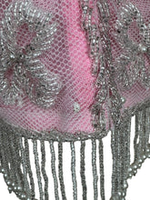 Load image into Gallery viewer, Original 1960’s Stephen Chu Hong Kong Pink and Silver Heavily Beaded Blouse with Back Zip and Fringed Hem - Bust 34 36