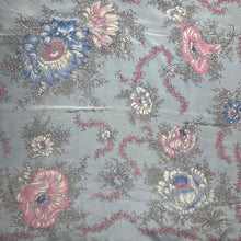 Load image into Gallery viewer, Original 1940's or 1950's Silk Crepe Scarf in Pale Blue with White and Pink Floral - Great Headscarf