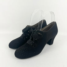 Load image into Gallery viewer, Original 1940's CC41 Deadstock Styl-EEZ Black Suede Lace Up Shoes - Narrow UK 4 *