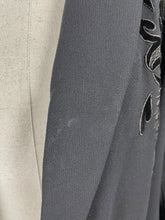 Load image into Gallery viewer, Original 1940’s Black Wool Double Breasted Coat with Velvet Appliqué Detail - Bust 42 44 46 *