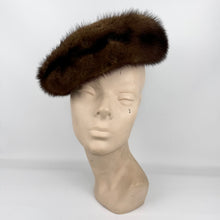 Load image into Gallery viewer, Original 1950's Brown Velvet and Real Fur Hat by Henry Ash