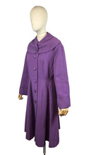 Load image into Gallery viewer, Original 1950’s Deep Purple Ribbed Wool Princess Coat with Shawl Collar - Bust 36