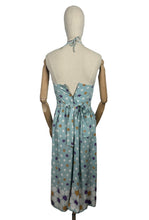 Load image into Gallery viewer, Original Late 1940's or Early 1950's Floral Border Print Dress and Bolero in Blue, Purple, Mustard, Black and White - Bust 32 33